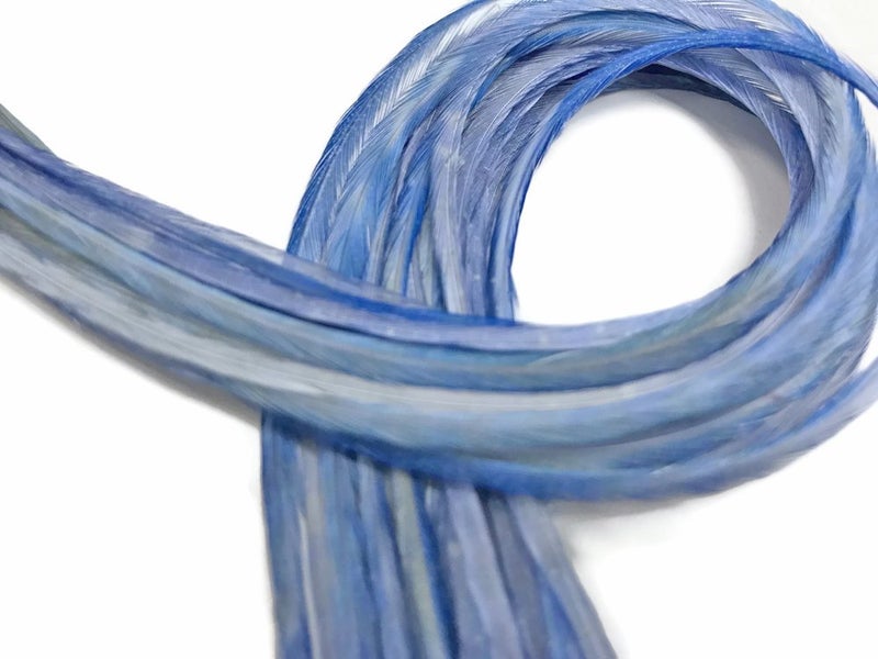 Moonlight Feather , Hair Extension Feathers - Solid Light Blue - 11.5+ Inches Long - 6 Pieces - Image 2